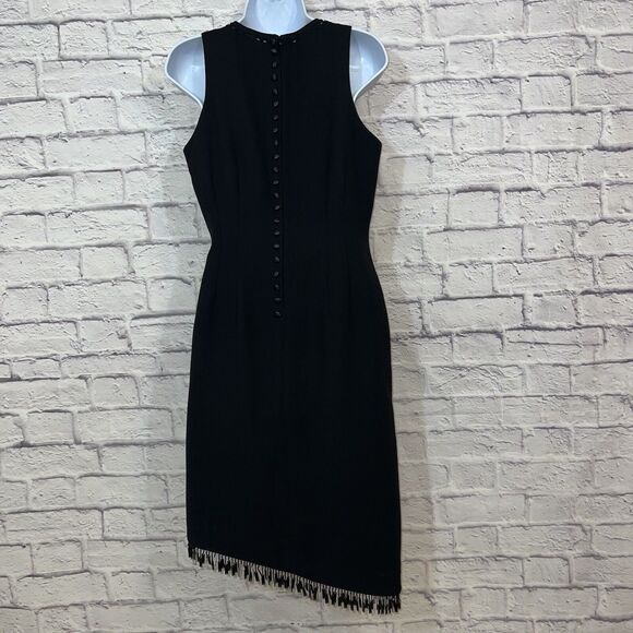 Studio I Womens Dress 8 Black Sleeveless Beaded Neck Back Zip Faux Button Back - Picture 6 of 9